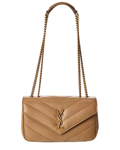 Saint Laurent Small Loulou Leather Shoulder Handbag In Brown