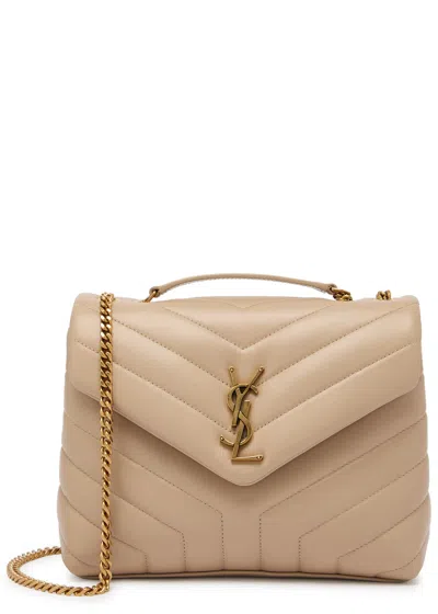 Saint Laurent Loulou Small Quilted Leather Shoulder Bag In Beige