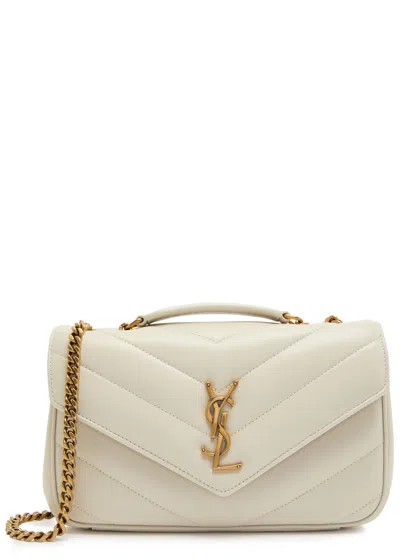 Saint Laurent Loulou Small Quilted Leather Shoulder Bag In White