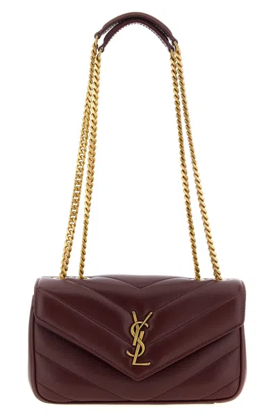 Saint Laurent 'loulou Small' Shoulder Bag In Burgundy