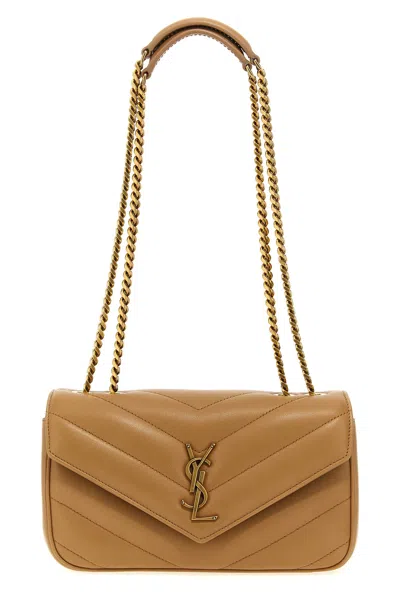 Saint Laurent 'loulou Small' Shoulder Bag In Sand