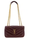 Saint Laurent Large Flip Shoulder Bag In Burgundy