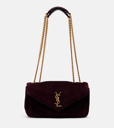 Saint Laurent Loulou Small Suede Shoulder Bag In Burgundy