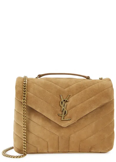 Saint Laurent Loulou Small Suede Shoulder Bag, Shoulder Bag, Brown In Burgundy