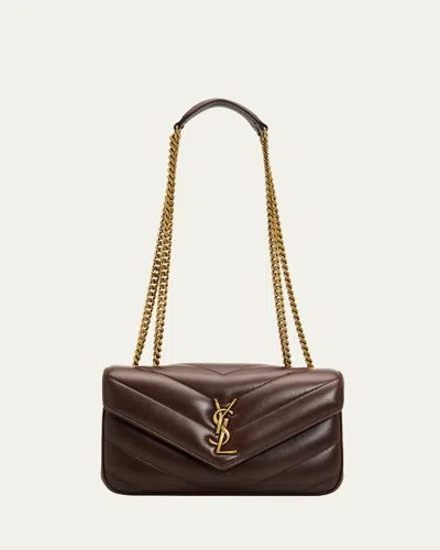 Saint Laurent Loulou Small Ysl Quilted Leather Chain Shoulder Bag In Brown