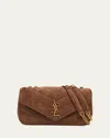 Saint Laurent Loulou Small Ysl Shoulder Bag In Matelasse Suede In Brown