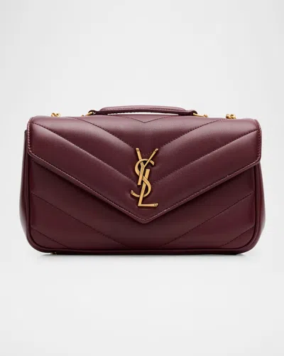 Saint Laurent Loulou Small Ysl Shoulder Bag In Quilted Leather In Burgundy