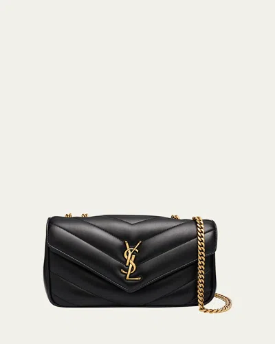 Saint Laurent Loulou Small Ysl Shoulder Bag In Quilted Leather In Black