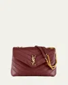 Saint Laurent Loulou Small Ysl Shoulder Bag In Quilted Leather In Burgundy