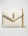 Saint Laurent Loulou Small Ysl Shoulder Bag In Quilted Leather In White