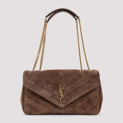 Saint Laurent Loulou Suede Calf Leather Shoulder Bag Unica In Brown
