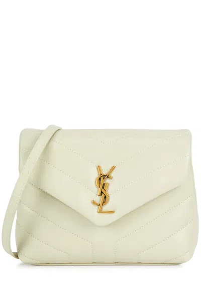 Saint Laurent Loulou Toy Leather Cross-body Bag, Bag, White In Silver