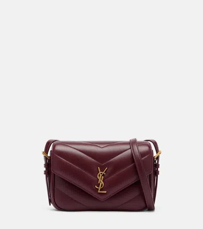 Saint Laurent Loulou Toy Matelassé Leather Crossbody Bag In Burgundy