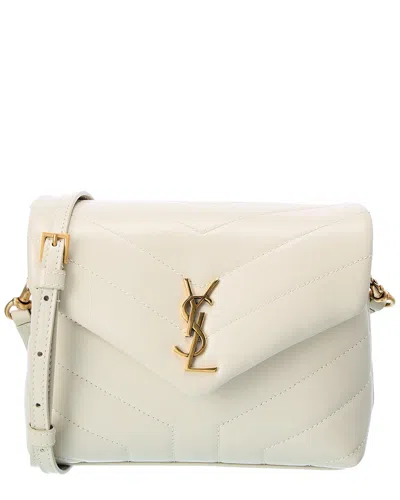 Saint Laurent Loulou Toy Matelasse Leather Shoulder Bag In White