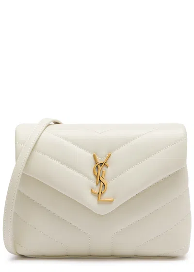 Saint Laurent Loulou Toy Quilted Cross Body Bag, Leather Bag, White