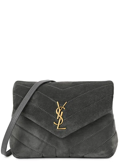 Saint Laurent Loulou Toy Quilted Suede Cross-body Bag, Cross-body Bag In Black