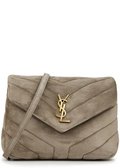 Saint Laurent Loulou Toy Quilted Suede Cross-body Bag, Cross-body Bag In Brown