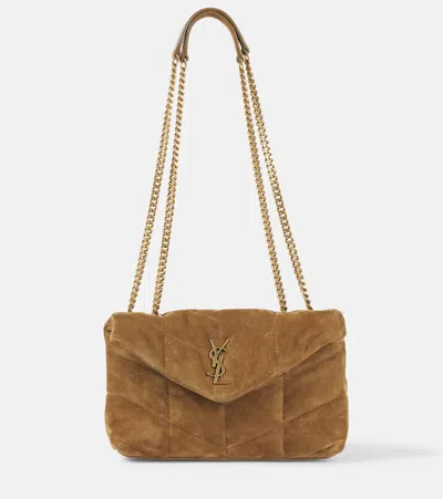Saint Laurent Loulou Toy Suede Shoulder Bag In Brown