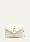 Saint Laurent Loulou Toy Ysl Matelasse Calfskin Envelope Crossbody Bag In Bianco