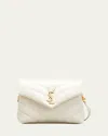 Saint Laurent Loulou Toy Ysl Crossbody Bag In Quilted Leather In Bianco