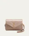 Saint Laurent Loulou Toy Ysl Crossbody Bag In Quilted Leather In Greyish Brown