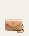 Saint Laurent Loulou Toy Ysl Crossbody Bag In Quilted Leather In Natural Tan