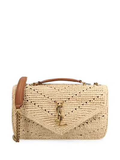 Saint Laurent Loulou Woven-design Ysl Shoulder Bag In Neutral