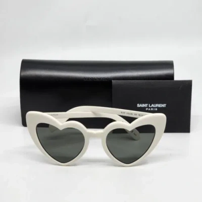 Pre-owned Saint Laurent ? Loulou Ysl Sl181 003 White/grey Lens Heart Sunglasses 54mm In Gray