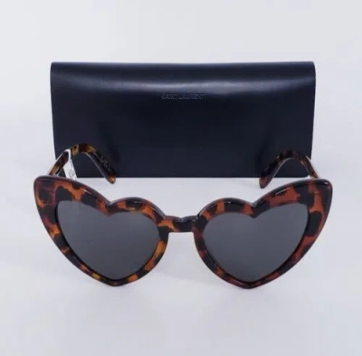 Pre-owned Saint Laurent ? Loulou Ysl Sl181 006 Marble Havana/ Grey Lens Heart Sunglasses In Gray