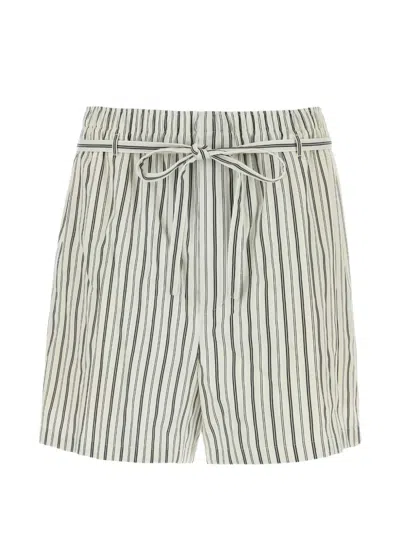 Saint Laurent Lounge Striped Shorts In White