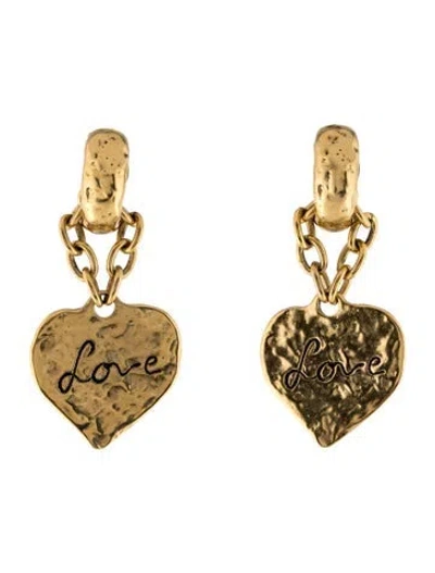 Pre-owned Saint Laurent 'love' Heart Drop Clip-on Earrings In Multicolor