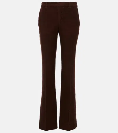 Saint Laurent Low-rise Cotton Bootcut Pants In Bitter Chocolate