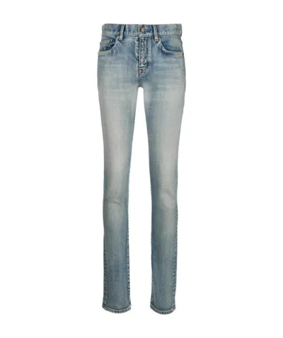 Saint Laurent Low-rise Skinny Jeans In Gray