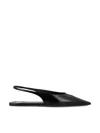 Saint Laurent Leather Slingback Ballet Flats With Pointed Toe In Black