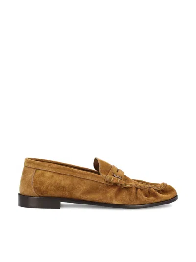 Saint Laurent Loafers Decorated With Cassandre. In Brown