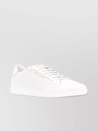 Saint Laurent Low-top Leather Sneakers Round Toe In White