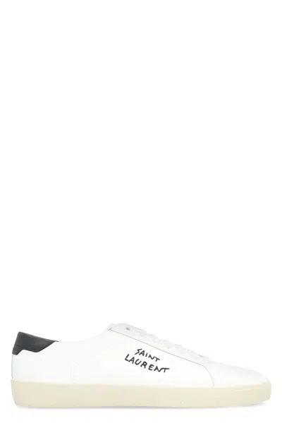 Saint Laurent Low-top Sneakers With Embroidered Logo In White