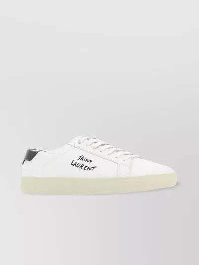 Saint Laurent Low-top Sneakers With Round Toe And Contrast Heel In White
