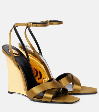 Saint Laurent Lucienne Satin Wedge Sandals