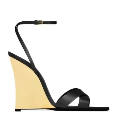 Saint Laurent Lucienne Wedges In Satin Crepe