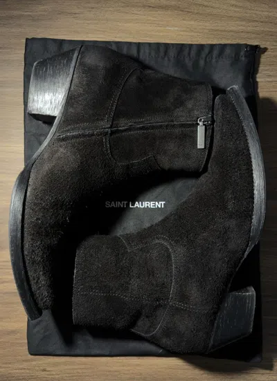 Pre-owned Saint Laurent Lukas Boots In Black