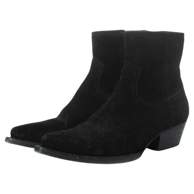 Pre-owned Saint Laurent , Lukas Wool Suede Ankle Boots In Black