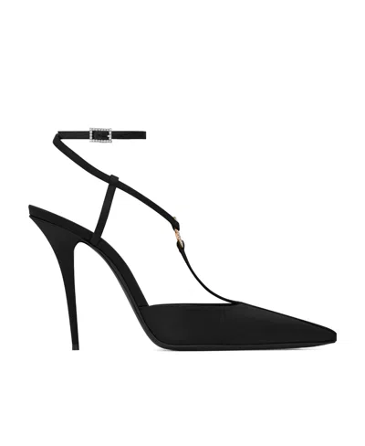 Saint Laurent Luna 105mm Leather Pumps In Black