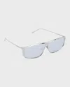 Saint Laurent Luna Mirrored Zinc Alloy Shield Sunglasses In Silver