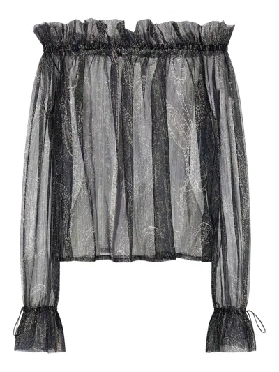 SAINT LAURENT LUREX-DETAIL BLOUSE