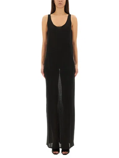 Saint Laurent Lurex Knit Dress In Black