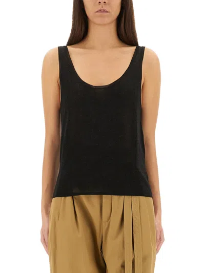 Saint Laurent Lurex Knit Tank Top In Black