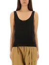 Saint Laurent Scoop-neck Tank Top In Black