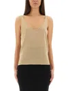 Saint Laurent Lurex Knit Tank Top In Gold