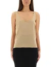 Saint Laurent Lurex Knit Tank Top In Neutral